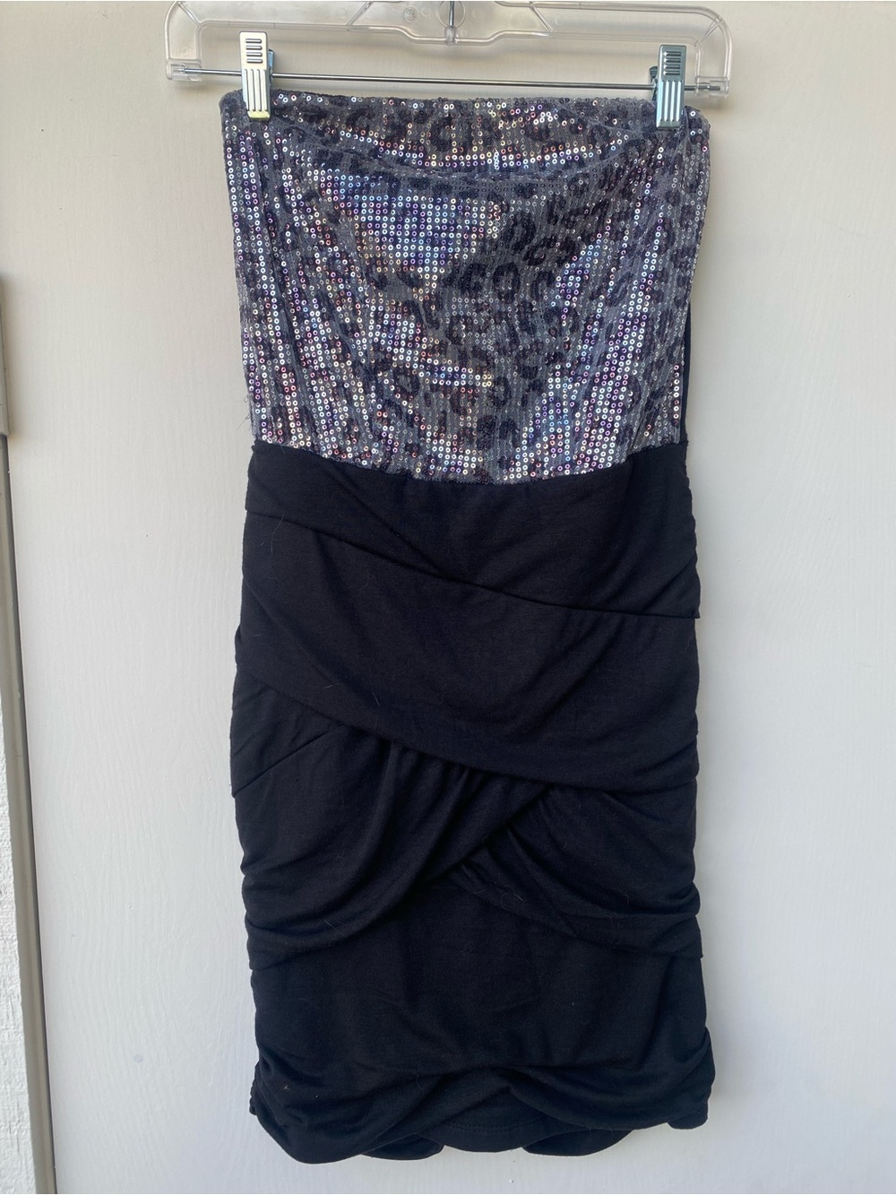 NWT Planet Gold Black and Silver Sequin Strapless Bodycon Dress~ M
